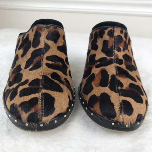 Cole Haan Calf Hair Mules Heels Leopard Print 8 - Picture 3 of 8